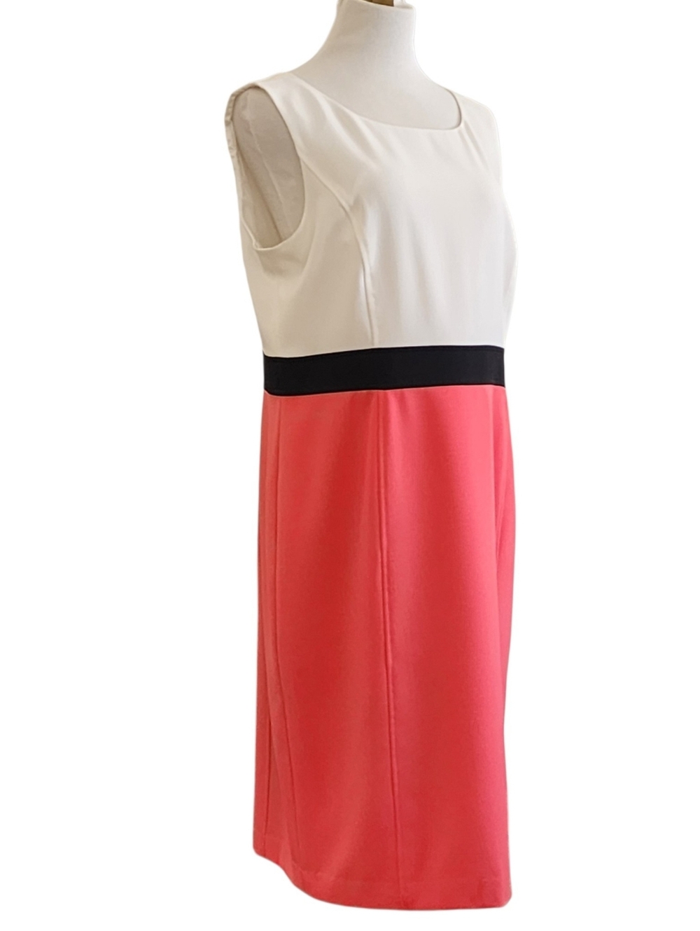 Evan Picone Black Label coral, cream & black colorblock midi dress size 16 - Picture 5 of 16